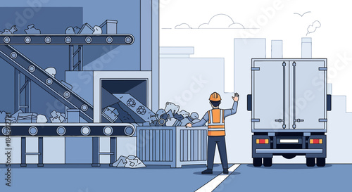 Illustrative depiction of a waste management facility showcasing effective recycling processes