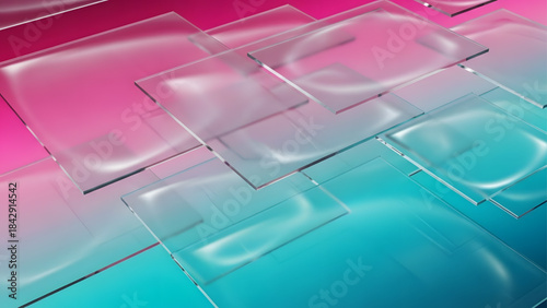 Abstract Glass Panels on Gradient Background