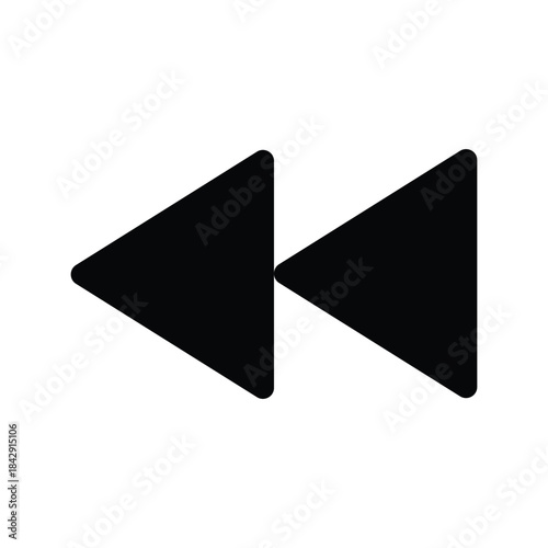 Rewind media back button. Web interface vector icon