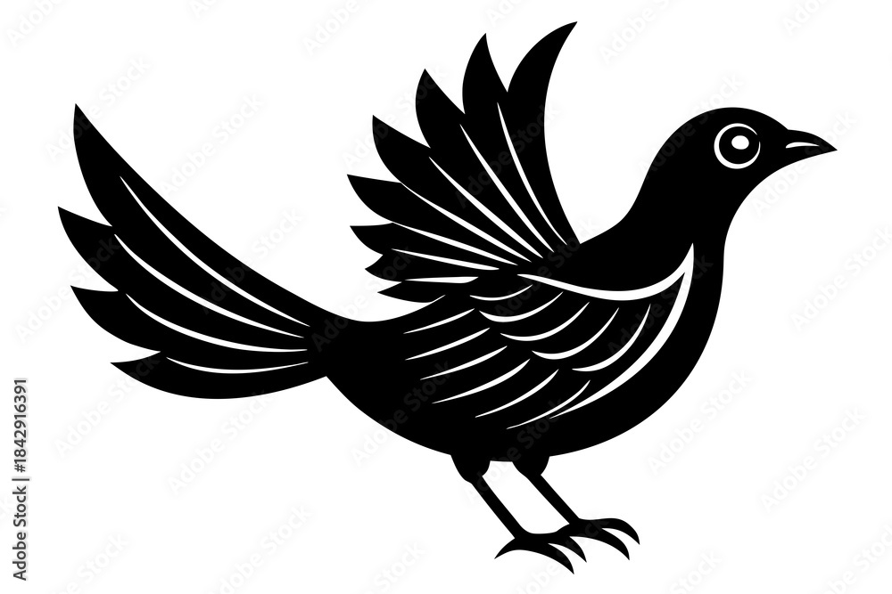 Obraz premium Lunara bird linocut art white background 