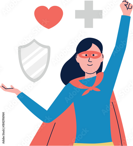 Health protection superhero. Medical profession color icon