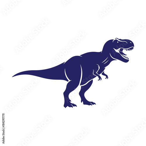 A fierce blue tyrannosaurus rex illustration, a graphic depiction of a prehistoric predator