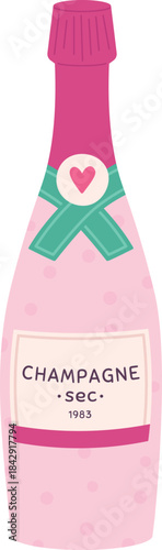 Romantic alcohol drink bottle. Champagne color icon