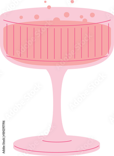 Crystal glass with tropical cocktail or fizzing champagne drink