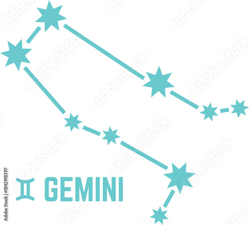 Gemini astrological sign constellation. Magic night stars