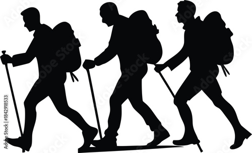 Group Hiking Silhouette Vector Transparent Background