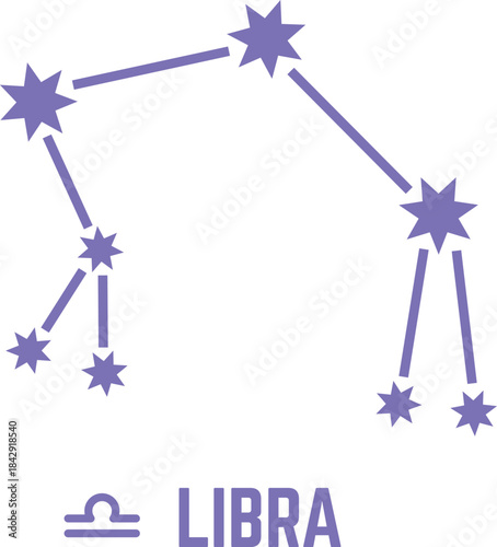 Libra space constellation. Zodiac sign color icon