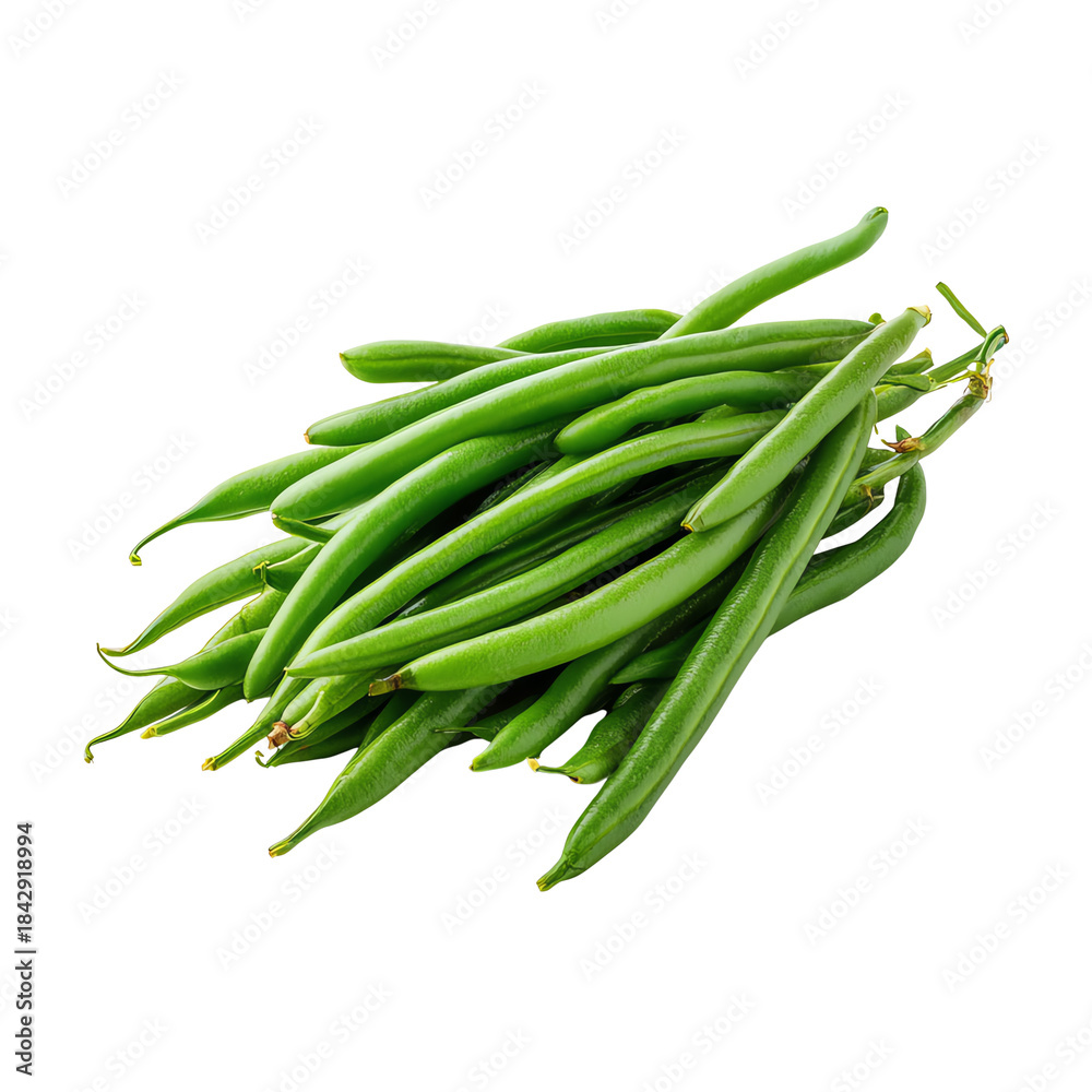 Fototapeta premium Fresh green beans on a white isolated background.