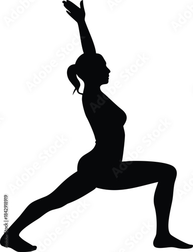 Yoga Sunrise Pose Silhouette Vector Illustration Transparent Background