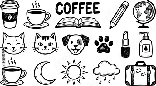 set of cartoon food icons vector illustration