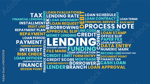 Lending Funding Word Cloud, Financial Loan application credit score and tax repayment terms