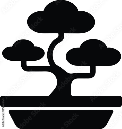 Bonsai Tree Silhouette Vector Transparent Background