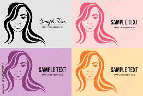 Stylish woman’s face illustration featuring elegant line art, modern beauty contours, minimalist aesthetic, and refined design elements ideal for template cards, branding layouts, fashion graphics, an