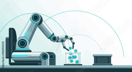 Futuristic industrial process automation powered by robotic arm and ai technology for efficiency