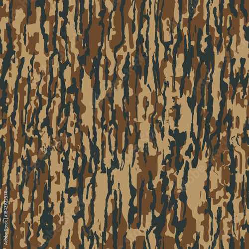 Mossy oak hunting camouflage. Real tree hunting background. Digital camouflage