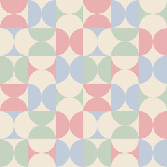 Rideaux Rose clair patrons Pastel Geometric Retro Circle Seamless Pattern   © Кароліна Войт