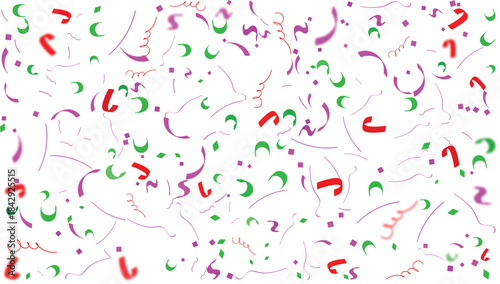 Colorful confetti and streamers on for celebration