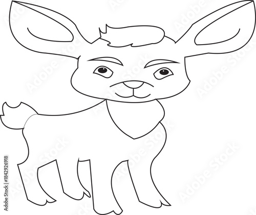 Cute cartoon baby deer coloring page