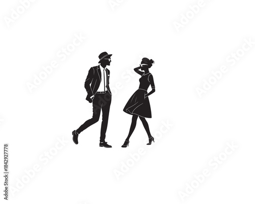 Black vector silhouette of a couple dancing, illustrating love and family evolution