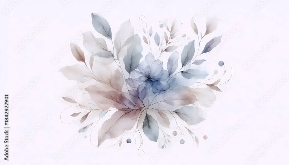 Fototapeta premium An abstract watercolor botanical print in boho style, Ai generated image