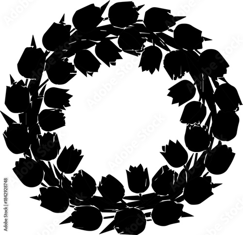 Elegant tulip wreath design for springtime celebrations and floral accents, originally a vector graphic, perfect for greeting cards and invitations