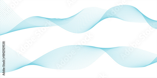 Abstract blue smooth wave on a white background. Dynamic sound wave. Design element. Vector illustration eps 10