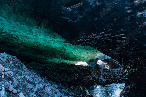 Blue Crystal Ice Cave Interior near Jökulsárlón, Iceland