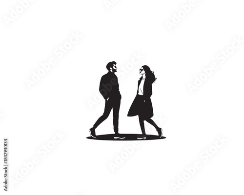 Silhouette couple bride groom people love vector illustration shadow