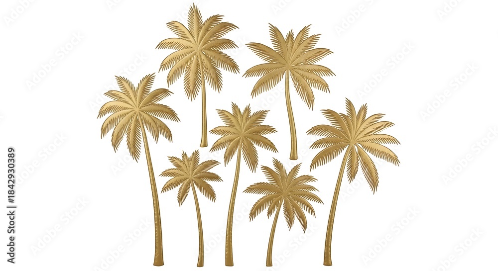Fototapeta premium Golden palm trees illustration vector design element for summer tropical decoration