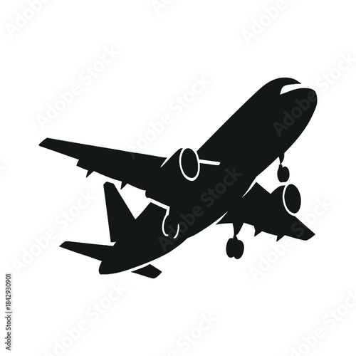 Silhouette of a modern jet airplane in flight
