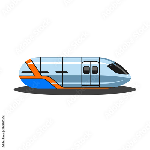 Modern high speed train side view, futuristic public transportation and urban rail travel vector illustration
