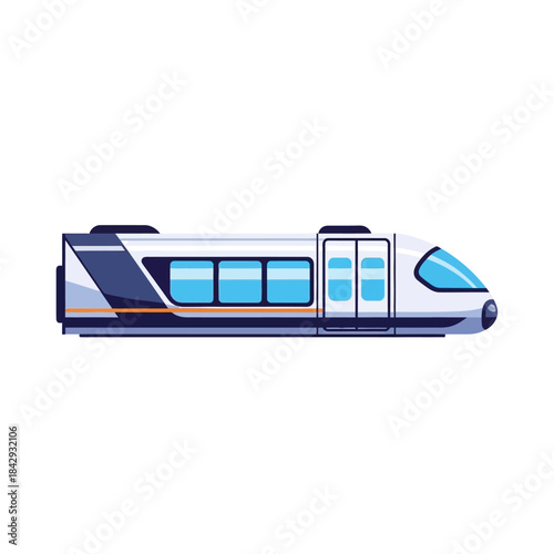 High speed passenger train side view, modern railway transport and futuristic urban mobility vector illustration
