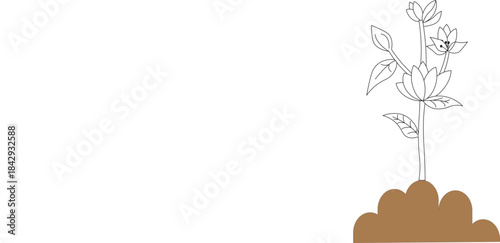 Hand drawn seedling growing from soil