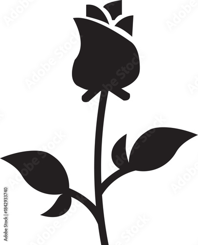 Black silhouette of a rose flower
