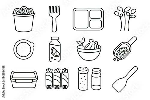 Lunch icon lid meal mix icons jar compost silicone vector fresh veggie