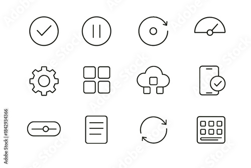 Gear settings icons vector active digital icon categories slider device renewal paused
