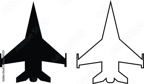 Black airplane icon set in flat and line style, aviation silhouette collection featuring jet, aircraft and flight symbol group, minimal monochrome transport vector illustration pack with synonym eleme