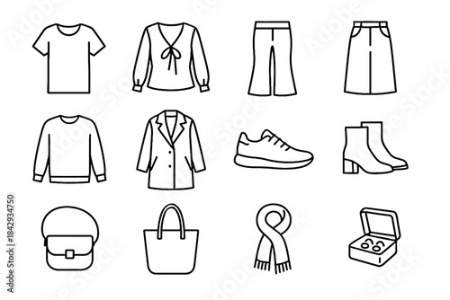 Capsule icons small box icon jewelry smart vector bag wardrobe classic athletic