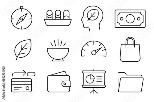 Folder mindful leaf coin icon vector smart money badge minimal organized