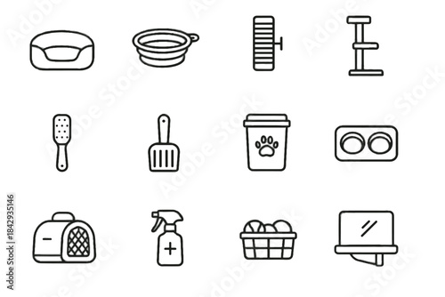 Food window minimalist collapsible mat foldable pet care vector icon carrier climbing