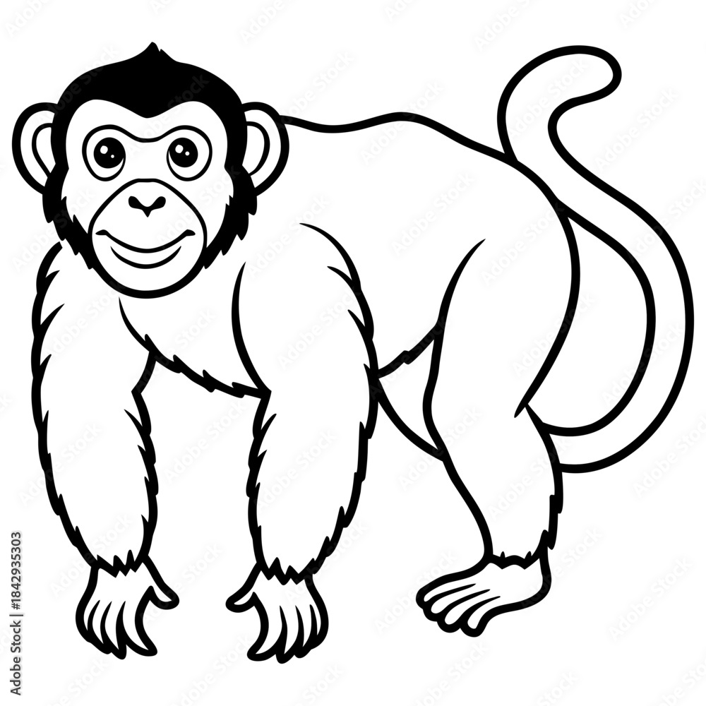 Fototapeta premium Crab-Eating Macaque Vector Art