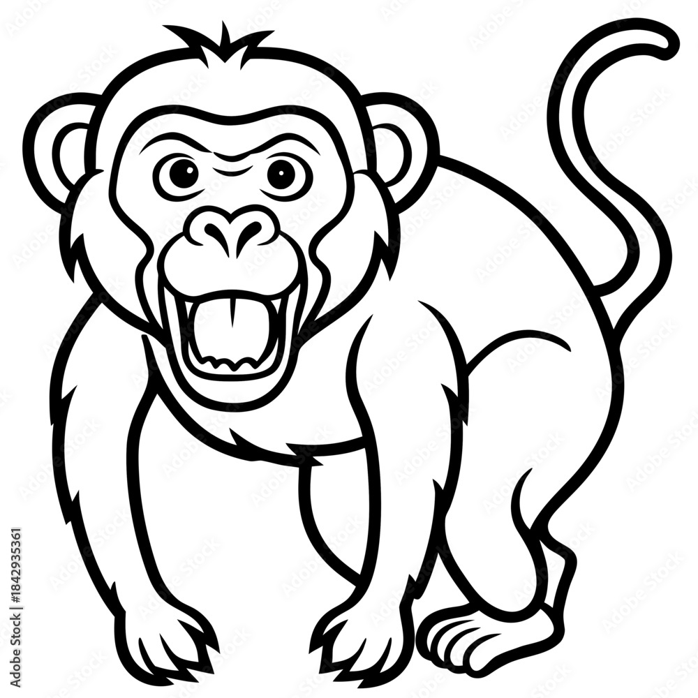 Fototapeta premium Crab-Eating Macaque Vector Art