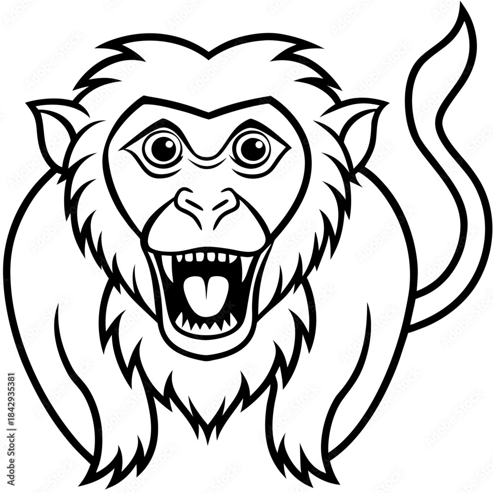 Fototapeta premium Crab-Eating Macaque Vector Art