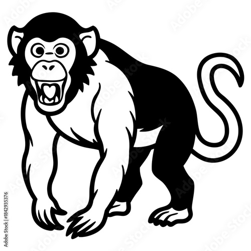 Crab-Eating Macaque Vector Art