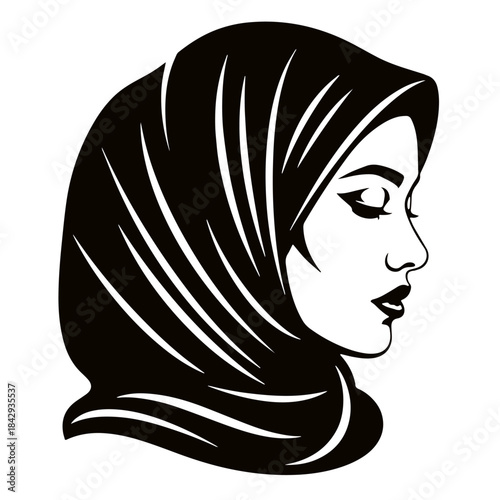 Woman wearing hijab profile elegant and modest Muslim lady design illustration