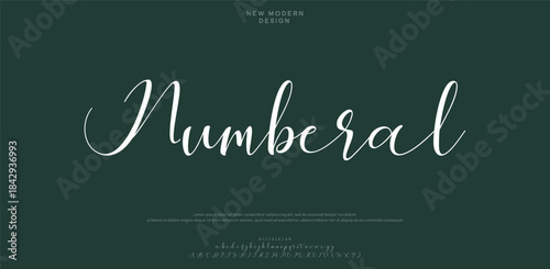 Numberal is an elegant and flowing cursive script with soft, airy strokes.