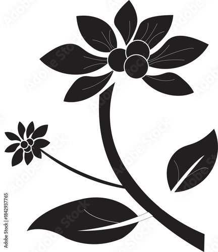 Black and white stylized flower silhouette