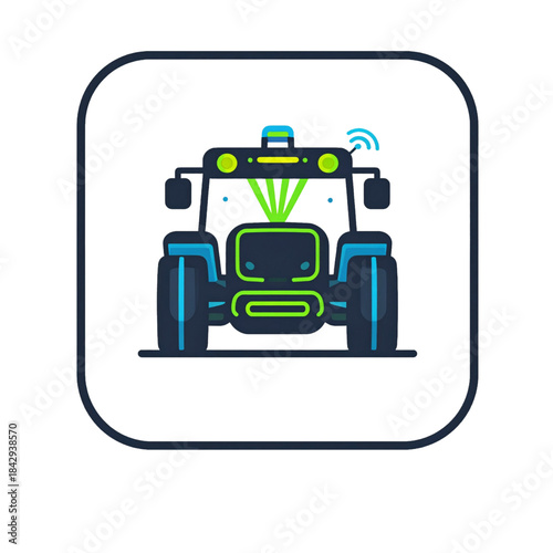 vector illustration of Autonomous Tractor (Agri-bot)
Concept: A driverless tractor cabin with sensor array
