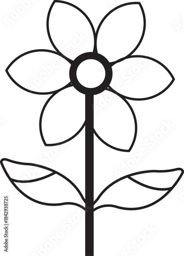Simple flower outline drawing for coloring