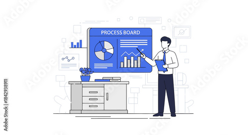 Business presentation analysis of diagrams and graphs in the corporate meeting room atmosphere